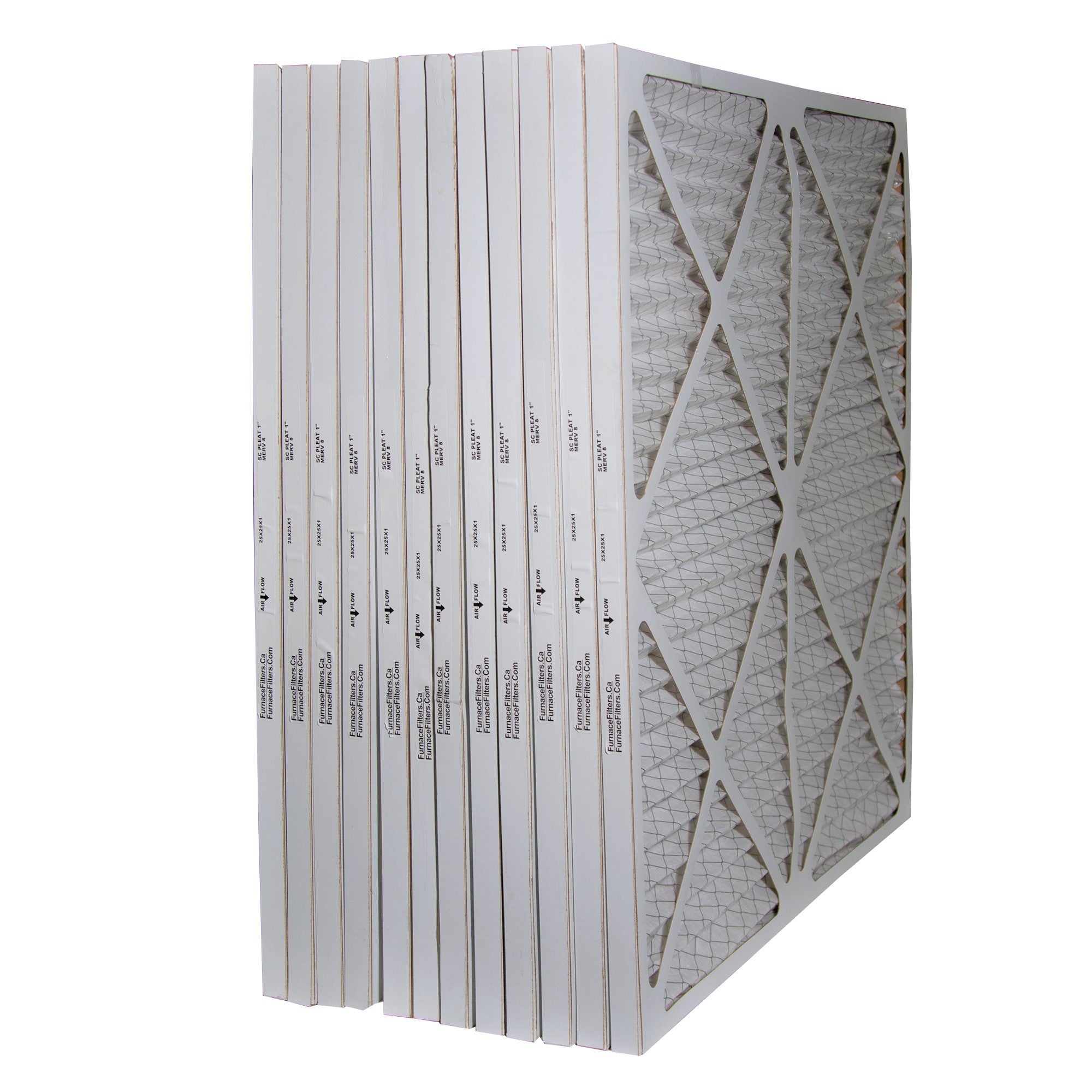 25x25x1 Furnace Filter MERV 8 Pleated Filters. Case of 12.