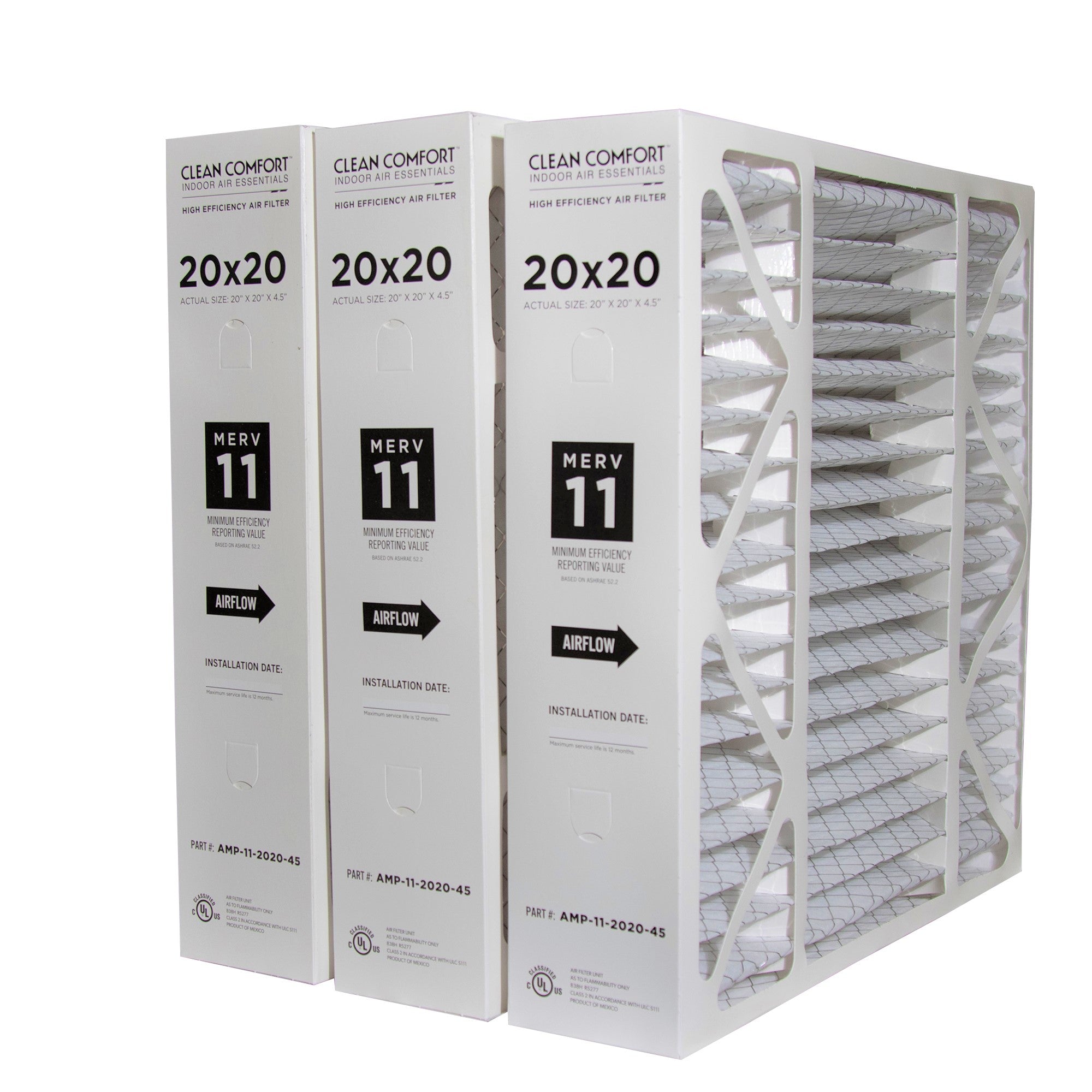 Clean Comfort Filter Rack Clean Comfort Part # AMP-11-2020-45. 20x20 MERV 11 Actual Size Written ...