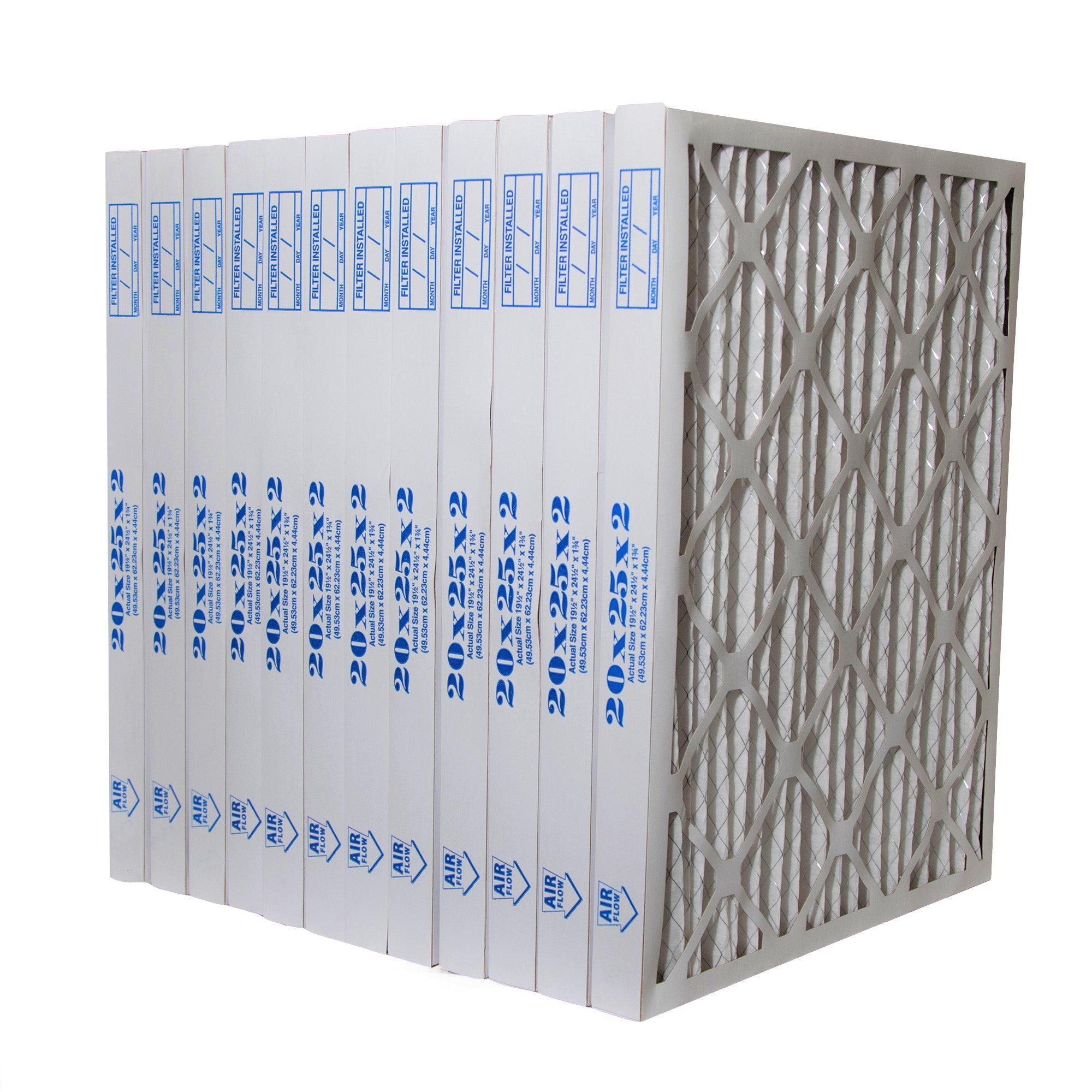 20x25x2 Furnace Filter MERV 8 Pleated Filters. Case of 12