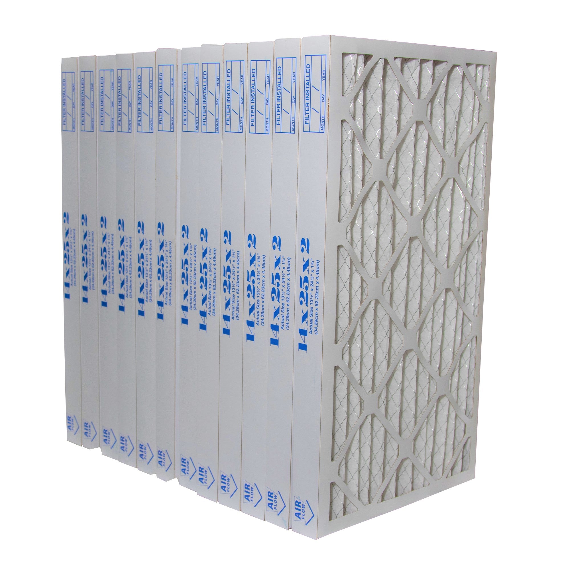 14x25x2 Furnace Filter MERV 8 Pleated Filters. Case of 12