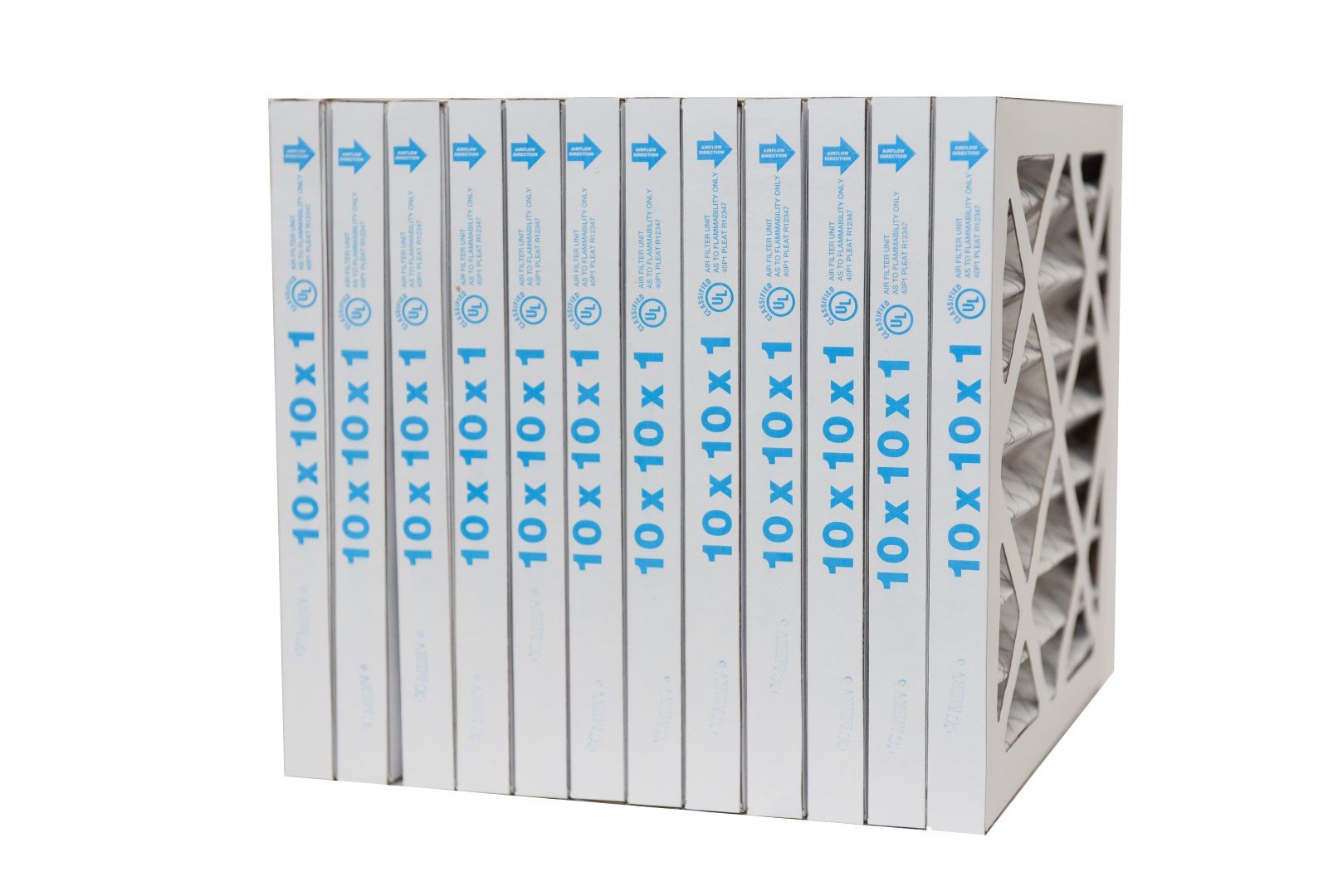 10x10x1 Furnace Filter MERV 10 Pleated Filters. Case of 12