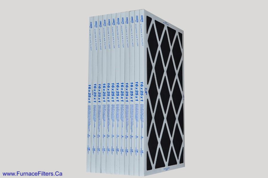 16 x 25 x 1 Pleated Carbon Filters. Case of 12