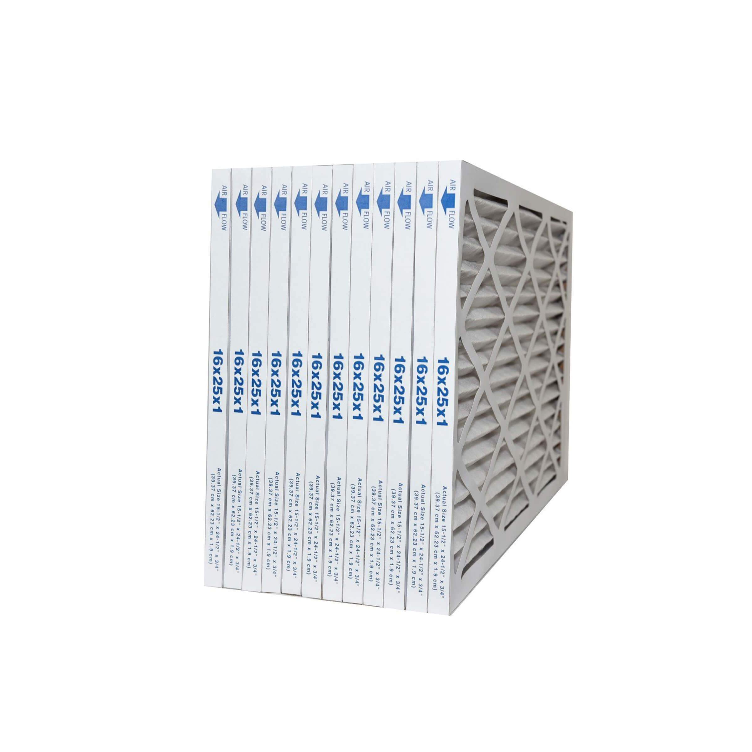 16x25x1 MERV 8 Furnace & A/C Pleated Filter. Case of 12