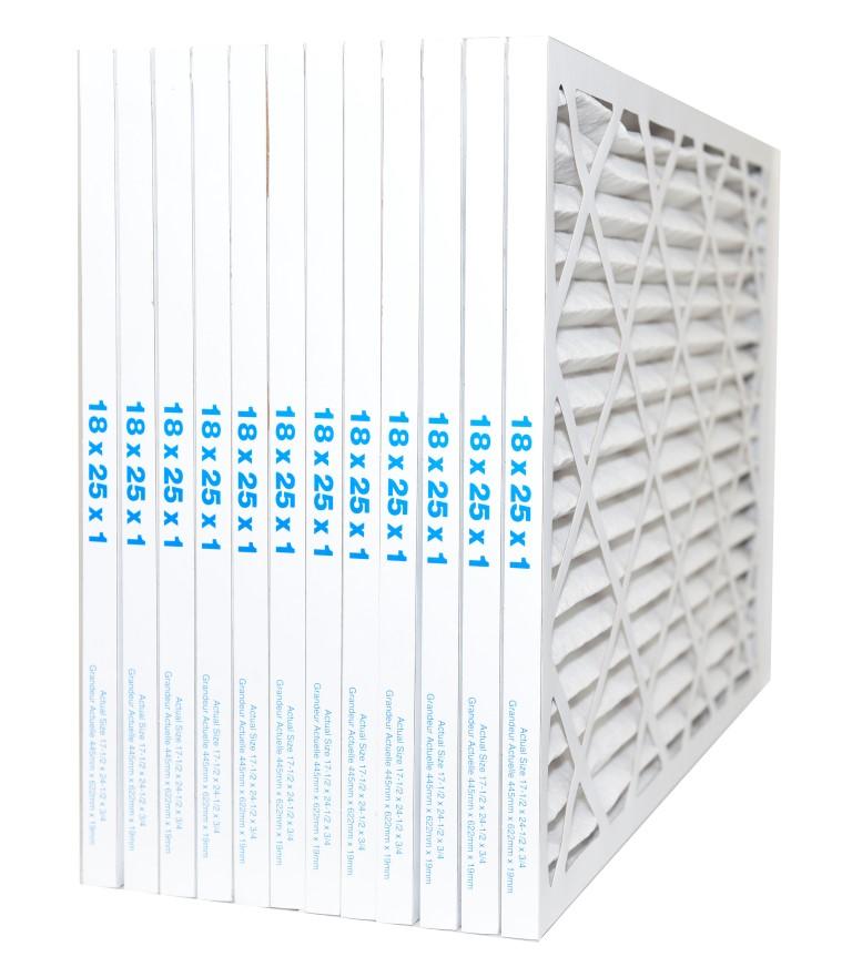 18x25x1 Furnace Filter MERV 8 Pleated Filters. Case of 12