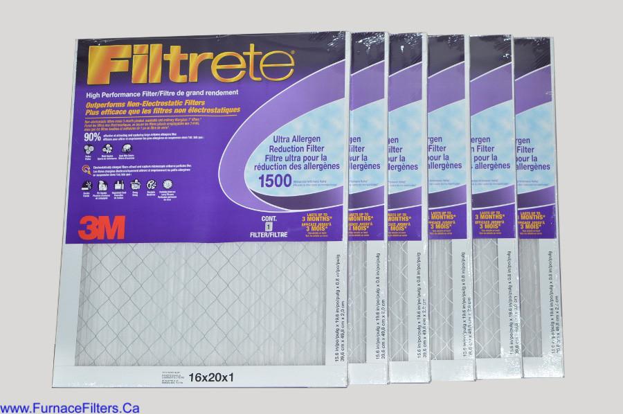 3M Filtrete 16x20x1 Furnace Filter MPR 1500. Case of 6