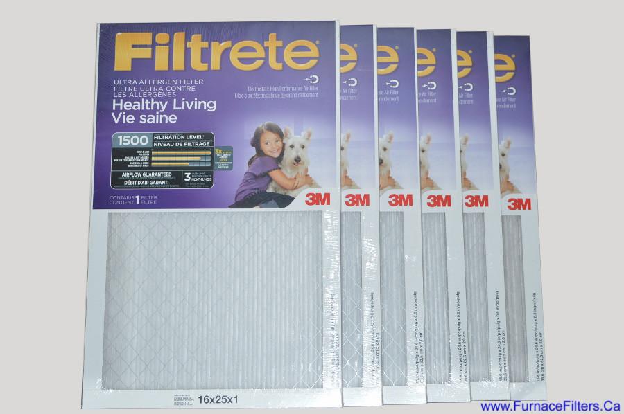 3M Filtrete 16x25x1 Furnace Filter MPR 1500. Case of 6