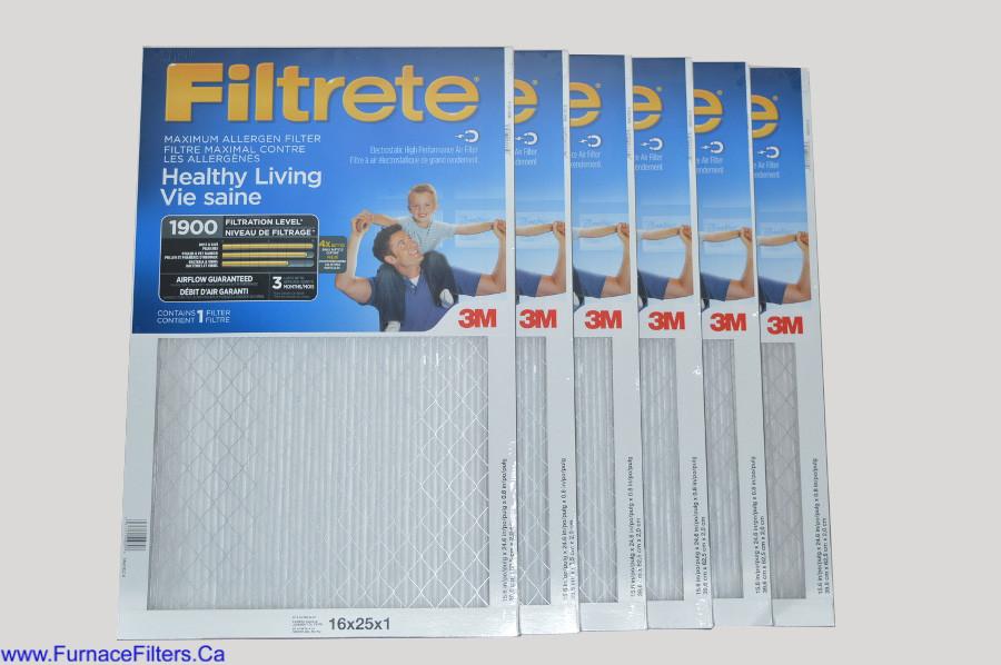 3M Filtrete 16x25x1 Furnace Filter MPR 1900. Case of 6