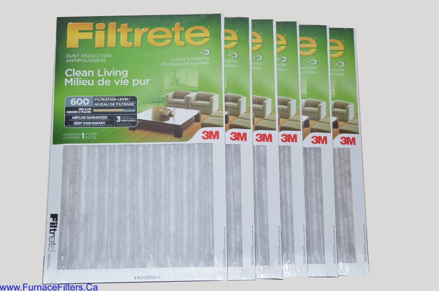 3M Filtrete 16x25x1 Furnace Filter MPR 600. Case of 6