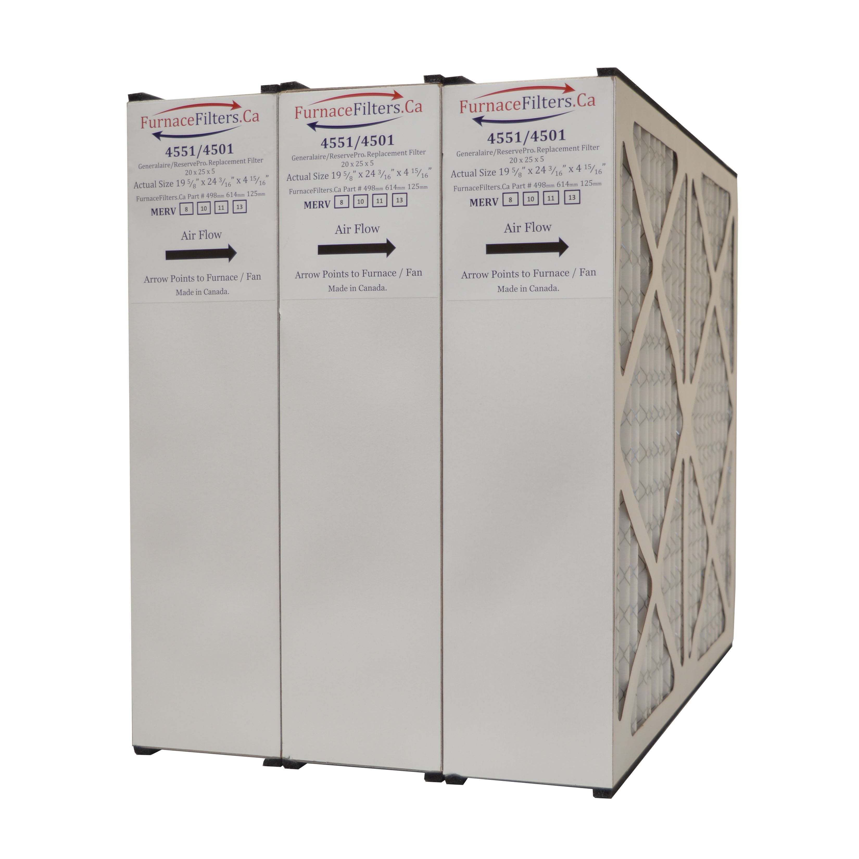 Generalaire 4501 Furnace Filter MERV 10 GF 4551 Mac 2000 Replacement 20x25x5. Case of 3 Made in Canada by Furnace Filters.Ca