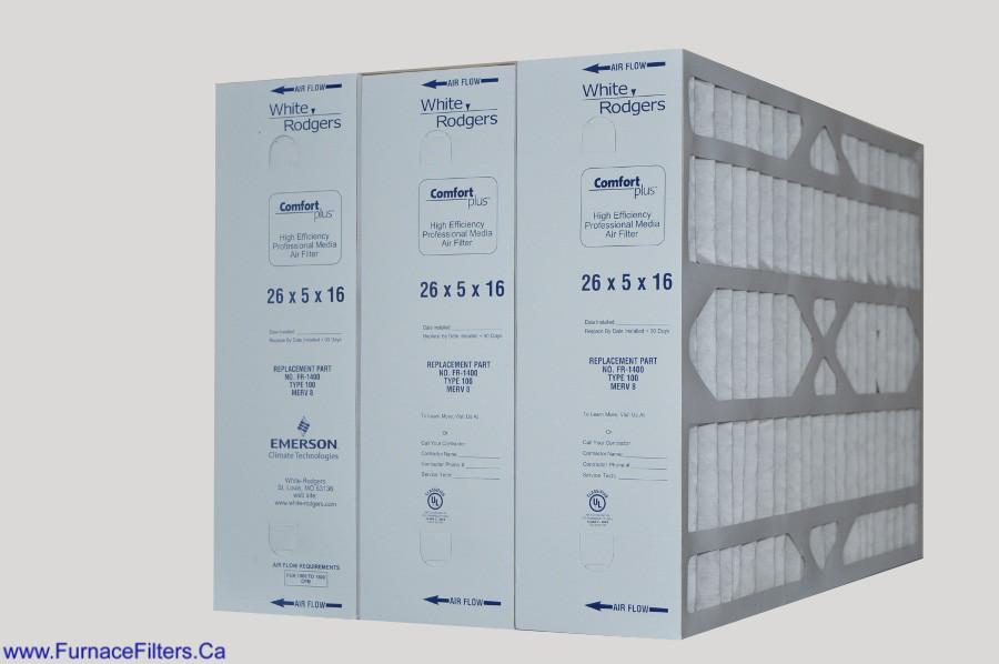 FR1400-100 White Rodgers 16x26x5 Replacement Filter. Actual Size 26
