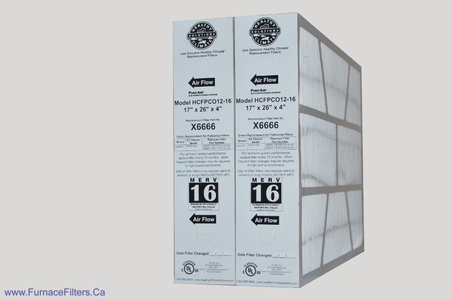 Lennox X6666 Furnace Filter 17x26x4 Healthy Climate MERV 16 for PCO-12C. Package of 2