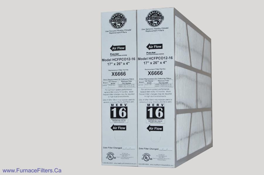 Lennox X6666 Furnace Filter 17x26x4 Healthy Climate MERV 16 for PCO-12C. Package of 2