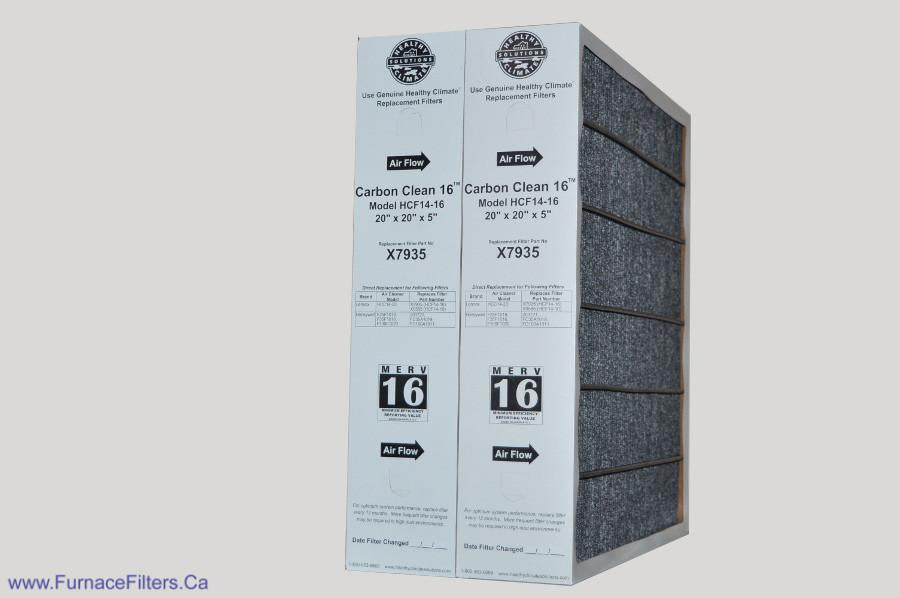 Lennox X7935 Furnace Filter 20x20x5 Healthy Climate Carbon Clean MERV 16 for Model # HCC14-23. Package of 2